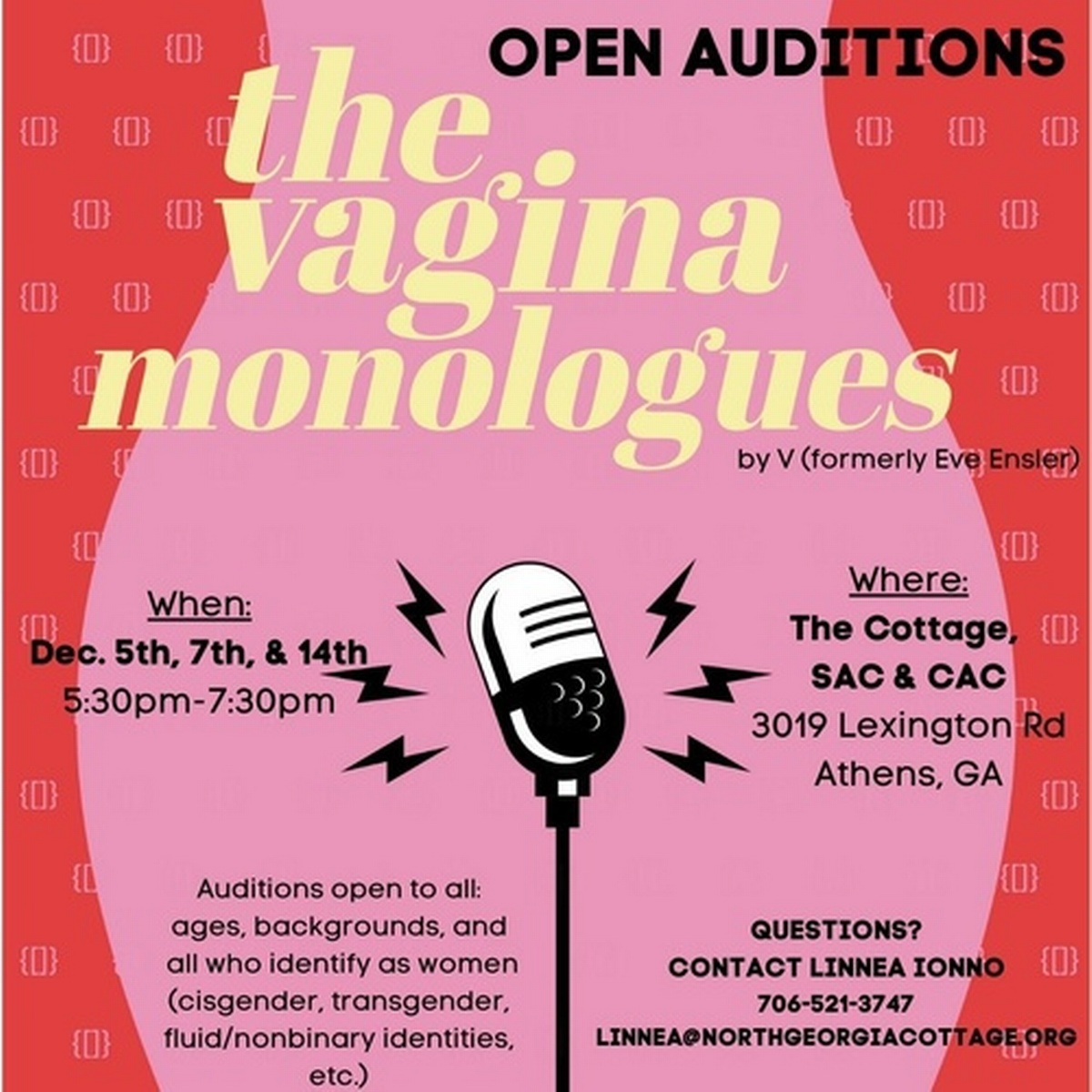 Open Auditions The Vagina Monologues Dec Public Layout